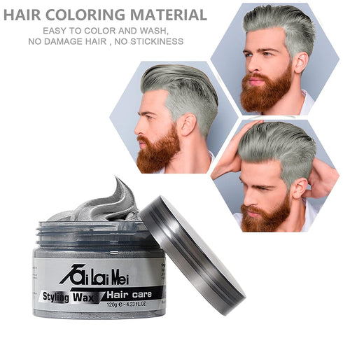 Temporary Silver Gray Hair Wax 4.23oz - Instant Hairstyle Mud Cream for Party, Cosplay, Nightclub, Halloween