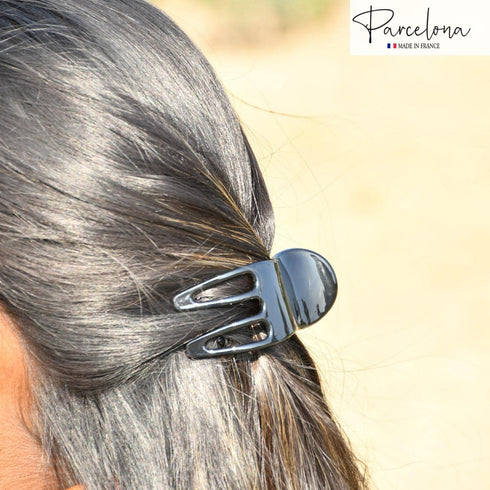 Parcelona French Simply Bear Paw Black Medium 3" Celluloid Side Slide In Jaw Hair Claw Clip for Women