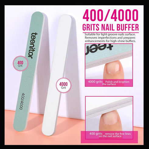 Teenitor Gel Nail Remover Kit with 10pcs Gel Clip Remover, Nail Files, Buffer Block, Cuticle Peeler, Cotton Pads