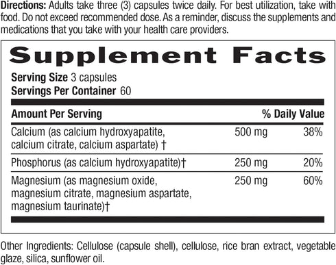Country Life Target-Mins Calcium Magnesium Caps, 500mg: 250mg, 180 Vegan Capsules, Certified Gluten Free, Certified Vegan