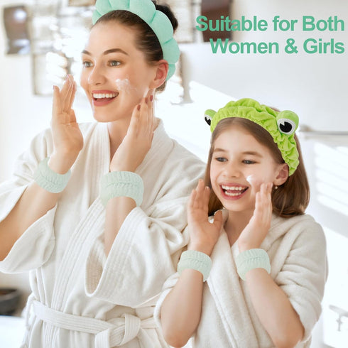 Canitor Spa Headband Wrist Bands Set - Cute Skincare Headband for Washing Face, Trendy Hair Accessories