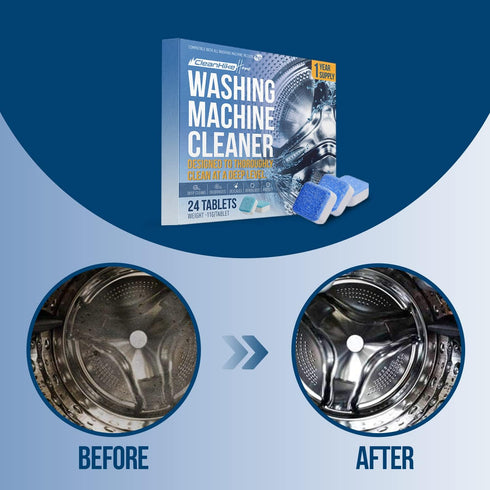 Washing Machine Cleaner Descaler Tablets, 24 Tablets for HE Front & Top Loader Washer, Eco-Friendly Deep Cleaning