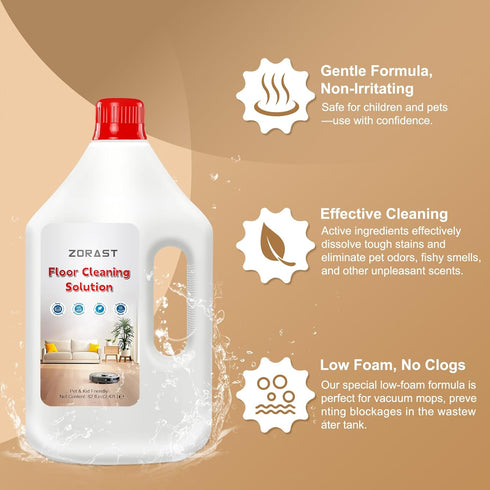 ZORAST 82 Oz, (S7, S8, Q7, Q8 Floor Cleaning Solution, Fl Compatible with All Roborock Mopping Robots Qrevo, series)