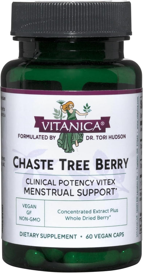 Vitanica Chaste Tree Berry Extract, Vitex Chasteberry Supplement for Women, 60 Capsules, Non-GMO, Vegan