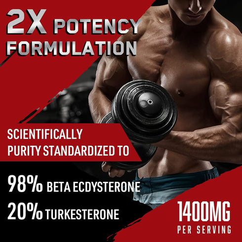 1400mg Beta Ecdysterone and Turkesterone Supplements | 60 Capsules | Maximized for Muscle Mass and Strength