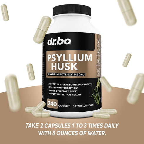 Psyllium Husk Capsule Fiber Supplement, Natural Powder Capsules for Constipation Relief for Adults