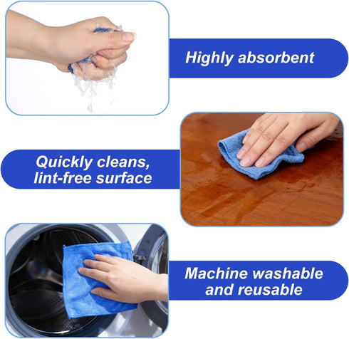 Xyembu 10 Pack 6"x6" Microfiber Cleaning Cloth Reusable Cleaning Rag Fast Drying Kitchen Towels Microfiber Towels Cars