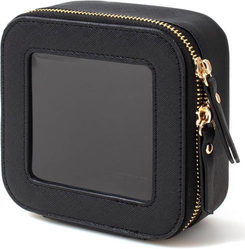 KOTORA Mini Black Makeup Bag for Purse, Cute Clear Cosmetic Bag with Zipper, Travel Essentials for Women