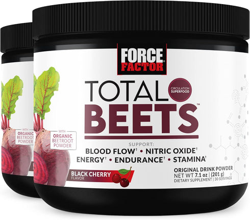 FORCE FACTOR Total Beets Superfood Beet Root Powder, 2-Pack, 60 Servings, Supports Circulation & Energy