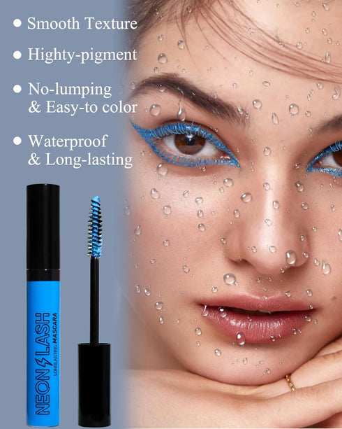 UV Glow Colored Mascara, 1 Pcs Green, Waterproof, Fast Dry Curling Non Clumping Mascara for St Patrick's Day