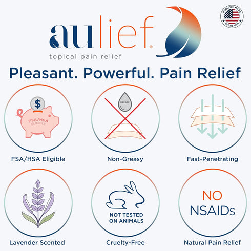 Aulief Topical Pain Relief Cream by China-Gel for Neck, Knee, Back Pain, FSA HSA Approved, 2 oz
