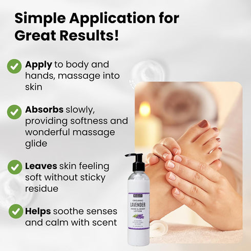 Lavender Massage Lotion Body Moisturizer with Organic Shea Butter & Grapeseed Oil, Vegan, Ideal for Massage Therapy