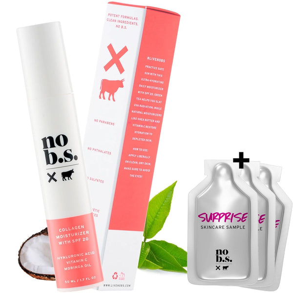No BS Collagen Face Moisturizer with SPF 20, Daily Anti-Aging Face Sunscreen Cream for Women, Free Skincare Samples