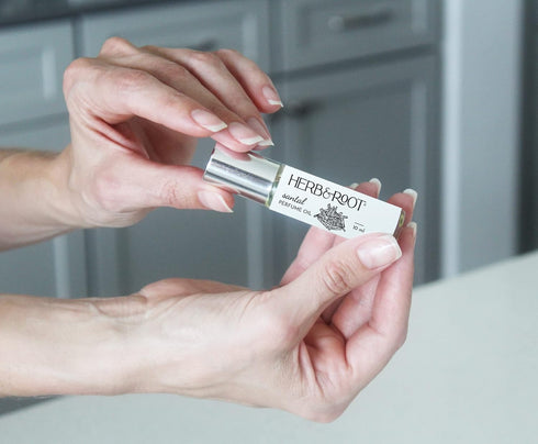 Santal Perfume Oil Rollerball - 10ml Herb & Root - Virginia Cedar and Palo Santo, Smoky Woods Fragrance