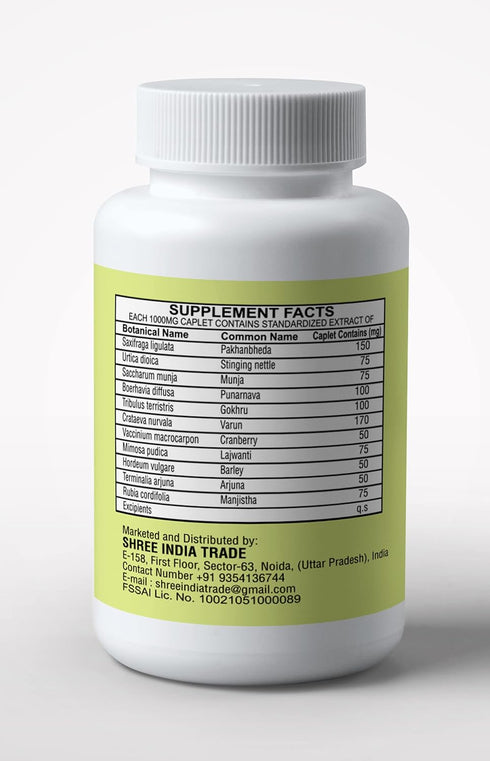 Kidney Support Herbal Supplement, 1000 MG Caplet for Healthy Kidney Function, Vegan, Gluten-Free