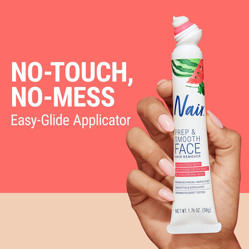 NAIR Prep & Smooth Face, Exfoliating Facial Hair Removal for Women, Depilatory Cream with Hyaluronic Acid