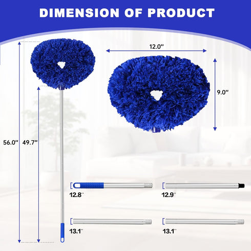 Ceiling Fan Cleaner Duster - Reusable Microfiber Blade Cleaner with Extension Pole, Adjusts 13 to 49.7 Inch