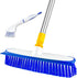 ITTAHO Floor Scrub Brush, 2 in 1 Deck Cleaning Brush with Long Handle for Tile, Deck, Patio, Garage, Bathroom