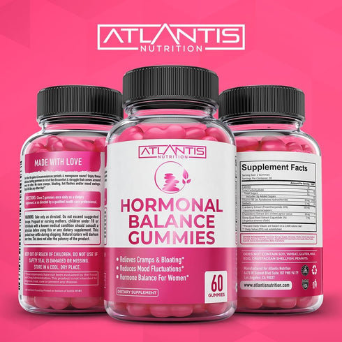 Gummies Atlantis Nutrition Hormonal Balance for Women & PMS Relief - Alleviates Cramps, Bloating, Mood Swings, Hot