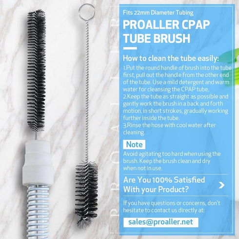 CPAP Tube Cleaning Brush – 7ft Flexible Stainless Brush & 7.28in Handy Mask Brush for Standard 22mm Tube – 2pcs