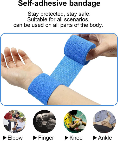Self Adherent Wrap Bandages, Self Adhering Cohesive Tape for Sports Sprain and Soreness, 8PCS 2 in X 14.7 ft (Red)