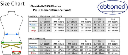 MT-3505N MT-3505G 52-58 inches) ObboMed / Reusable Washable Underwear Waterproof Pull-On Incontinent Under Pants