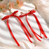 VOBOBE Hair Bows for Women - 4PCS Red Tassel Ribbon Bowknot Hair Clips Barrettes with Long Tail, Solid Satin