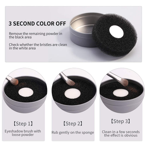 MSQ Brush Cleaner Color Removal Sponge, Quick Makeup Brush Cleaner Sponge, Compact Size for Travel