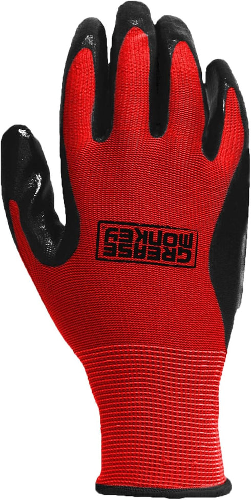 General Purpose Nitrile Coated Gloves, 10 Pairs, Red