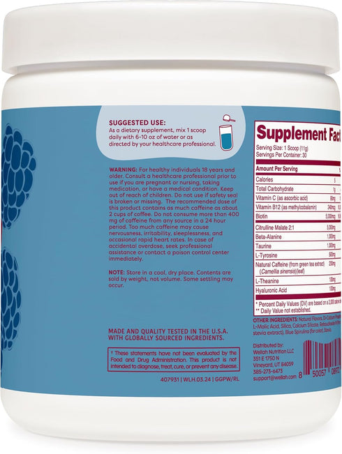 Get-Going Pre-Workout Drink Mix, Blue Raspberry Flavored, 30 Servings