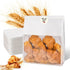 60pcs Bakery Bags with Thank You Stickers, 11x8.6x4 inches Sourdough Bread Bags with Clear Window for Packaging