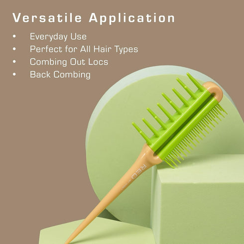 Red by Kiss Detangling Brush for Adults & Kids, Long & Wide Tooth Detangler Comb for All Hair Types