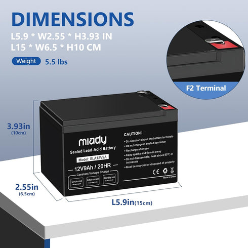 Miady 12V 9Ah (1 Pack) Rechargeable Sealed Lead Acid Battery