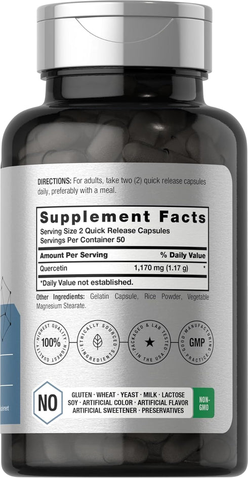 Horbaeach Quercetin Capsules | 1170mg | 100 Count | Non-GMO, Gluten Free Supplement | High Potency Formula
