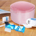 FOMIYES Leak-Proof Bath with Cleaner Brush and Retainer Holder Box, Complete Clean Care for Dentures, Braces (Pink)