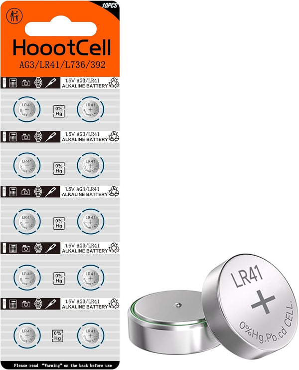 LR41 Button Batteries L736 AG3 392 384 192 SR41 A63 736 G3, 1.5V Alkaline Coin Cell Batteries 10 Pack