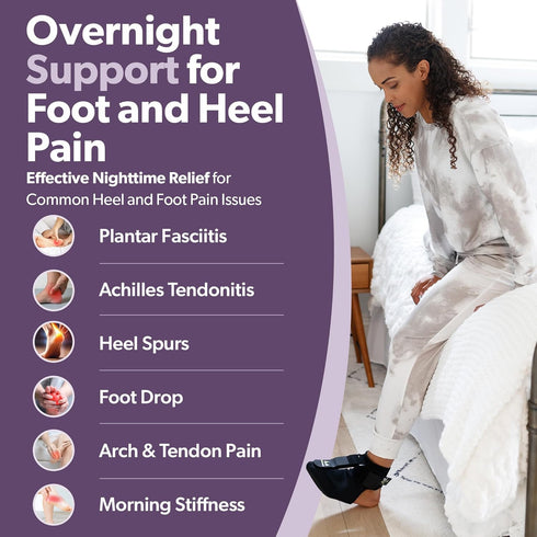 BraceAbility Night Splint Sock for Plantar Fasciitis, Soft Boot for Sleeping, Heel Pain Relief, Size S