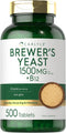 Carlyle Brewers Yeast Tablets with Vitamin B12, 500 Count - 1500mg, Non-GMO & Gluten Free