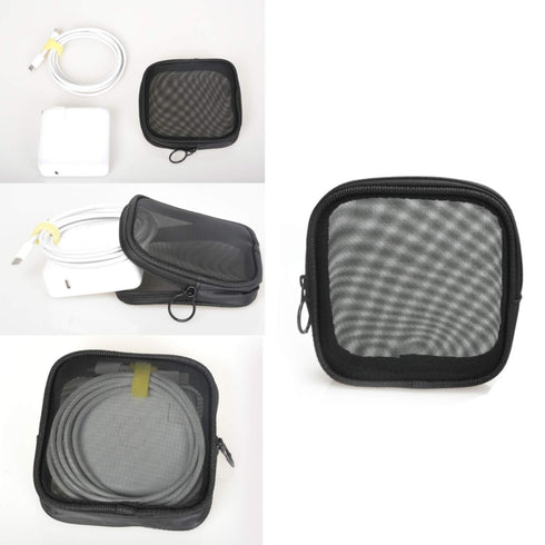 Patu Mesh Travel Toiletry Bag, Portable Shaving Washing Kits Organizer, Pack of 2 (Size S), Black