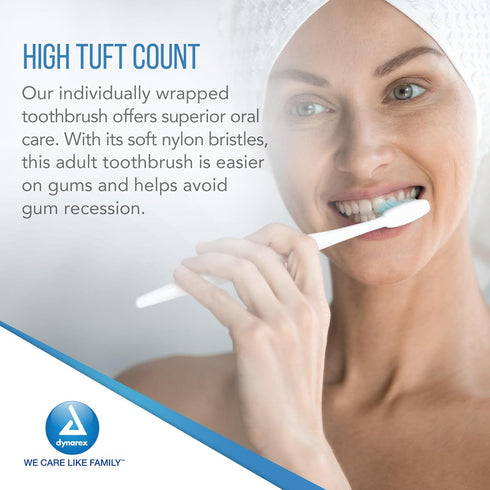 Dynarex 4861 Toothbrushes, Adult 30 Tuft, 144 Pack