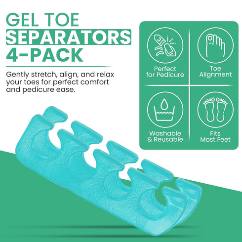 Iconikal 8-Pack Pedicure Gel Toe Separator - Soft Reusable Bunion Relief Spa Day Foot Care Supply