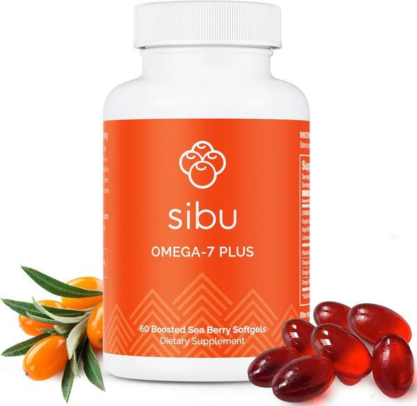 sibu Omega-7 Plus Softgels (60ct) – Sea Buckthorn Oil & Plant-Based Vitamin D3 & Omega-3 DHA - 30 Day Supply