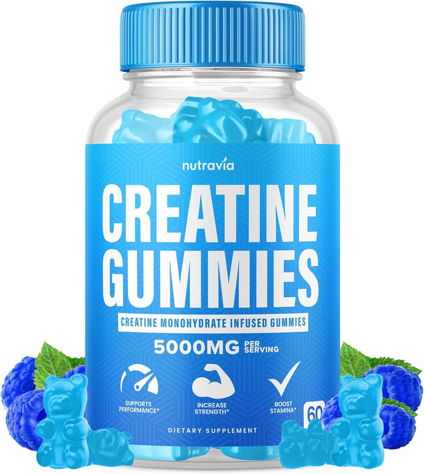 Creatine Gummies, 5g Creatine Monohydrate for Men and Women, Strength, Endurance, 60 Gummies