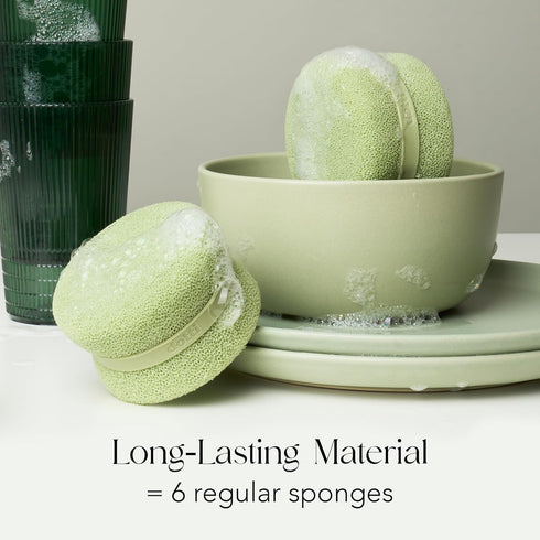 Dotti Super Scrubber Silicone Sponge - 3 Pack, Sage, Odor-Free, Non-Scratch, Fast-Drying, Dishwasher-Safe
