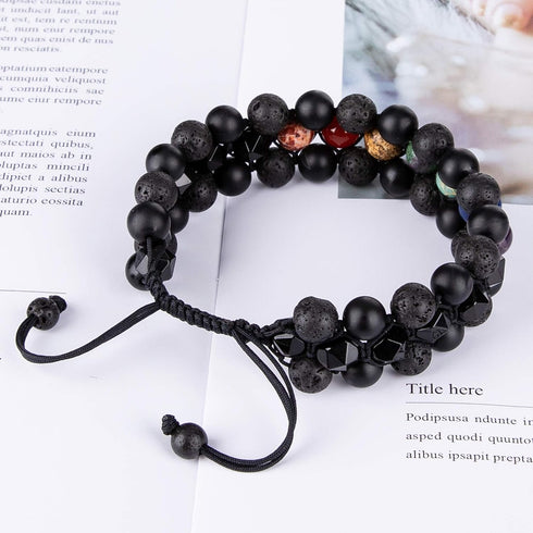 8mm Natural Lava Rock Stone Bracelets for Men - Healing Crystal Essential Oil Diffuser Beads Chakra Bracelet