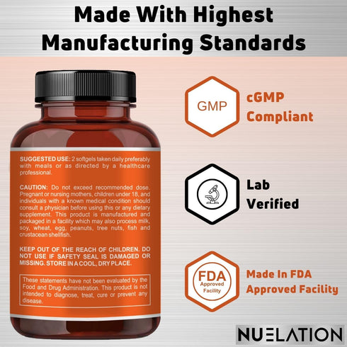 Fish Oil 2000mg, Wild Caught Omega 3, 120 Softgels, Non-GMO, Gluten Free, Keto Friendly, 60 Servings