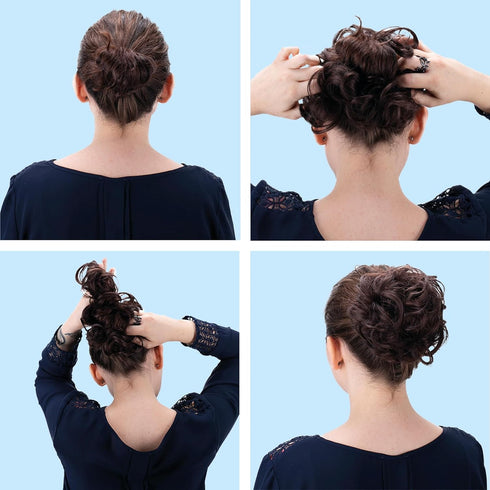 PRETTYSHOP XL Hairpiece Scrunchy Updo Bridal Hairstyles - Voluminous Curly Messy Bun, Blond Mix G7E