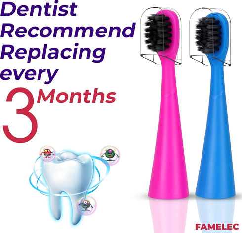 10Pcs Burst Kids Replacement Heads - Perfect Fit for Burst Toothbrush Heads, Ultra Soft Bristles (Pink and Blue)