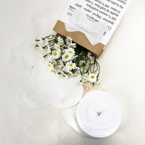 White Ribbon 1 Inch x 50 Yards for Flower Bouquets, Sheer Organza for Gift Wrapping, Wedding Party Decorations