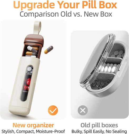 SAVN89 Three-Compartment Pill Organizer, Portable Pill Case and Pill Box, Moisture Proof -Travel Pill Organizers